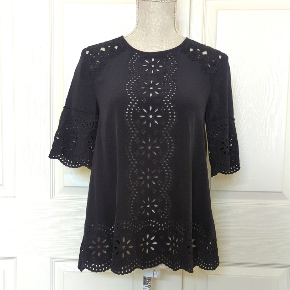 Kate Spade Silk Black Eyelet Women's Top